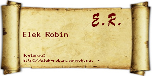 Elek Robin névjegykártya